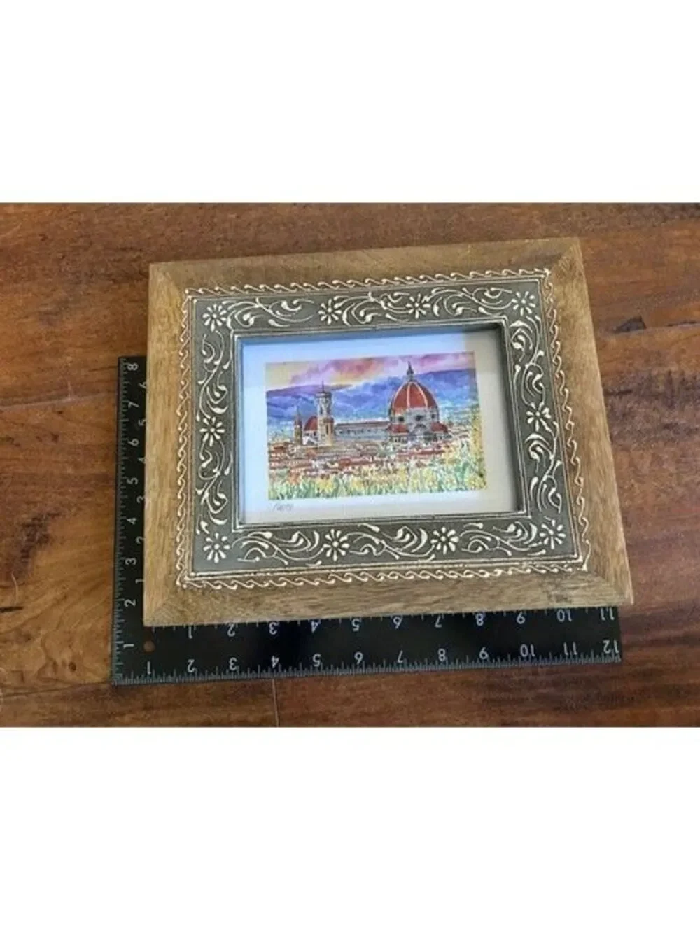 Florence Cathedral Print in Decorative Picture Frame w Intricate Floral Design